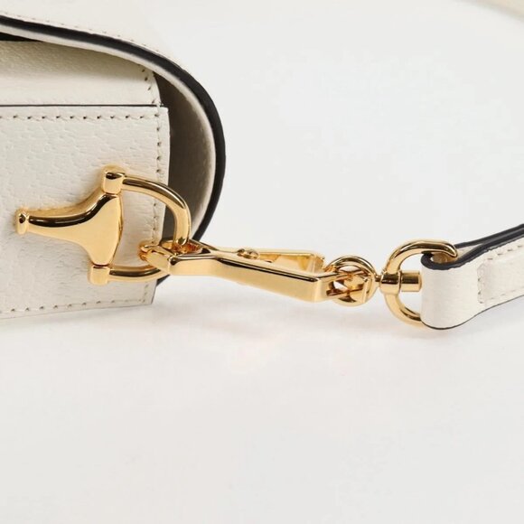 GUCCI Adidas Collaboration Horsebit Bag Leather 2way White 722009 Auth ac3794AM - Picture 12 of 16